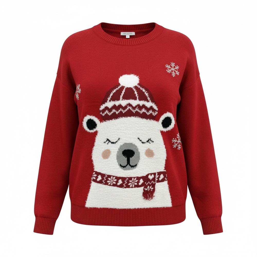 Festive Red Polar Bear Sweater